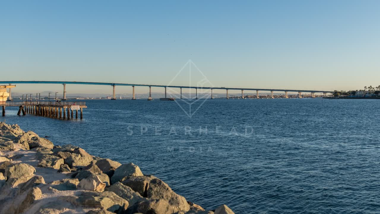 The harbor, the bridge and boats at Coronado Bridge.