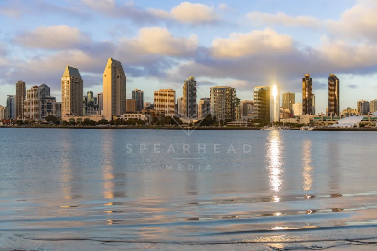 View from the water of the harbor, the skyline and boats at Embarcadero.