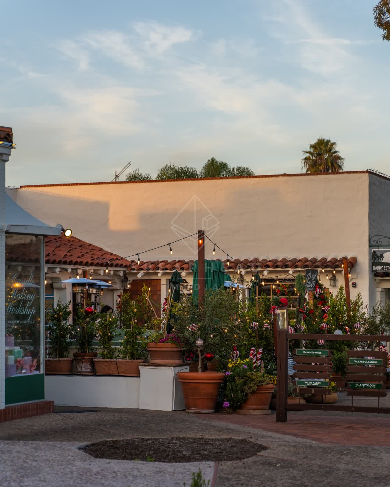 The downtown streets, palm trees and homes at Covenant.