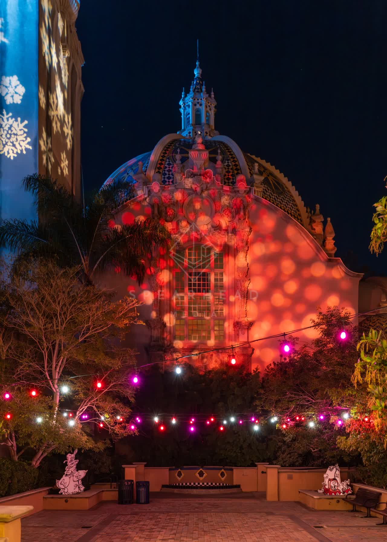A park, the buildings and open country in Balboa Park.