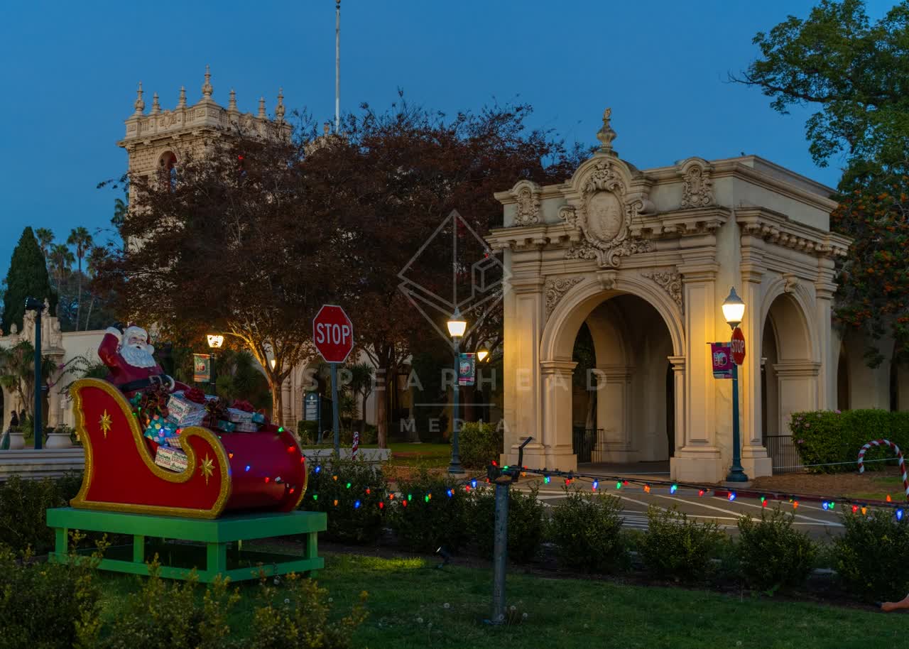 A park, the buildings and open country in Balboa Park.