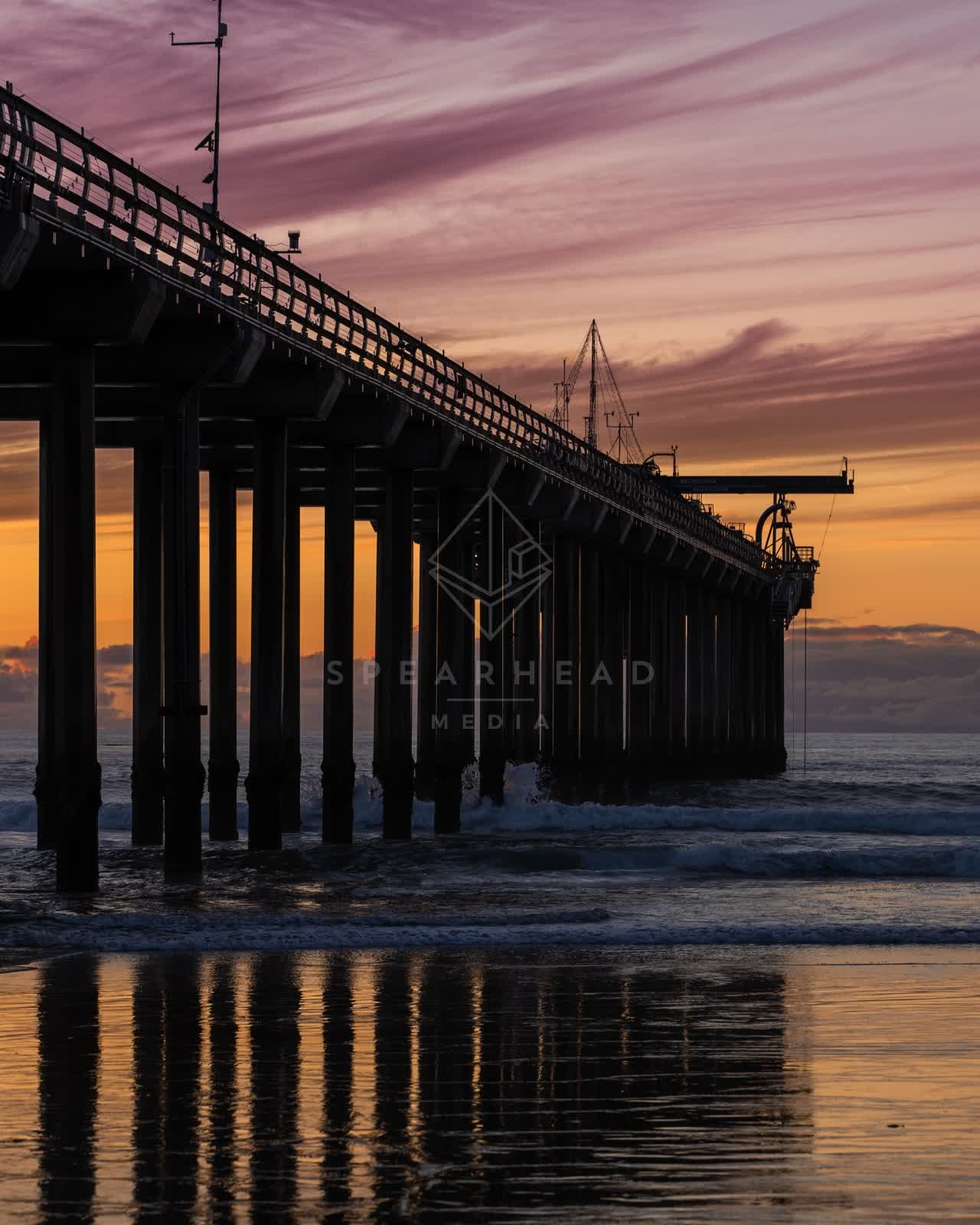 The beach, the surf and the pier at La Jolla Shores.