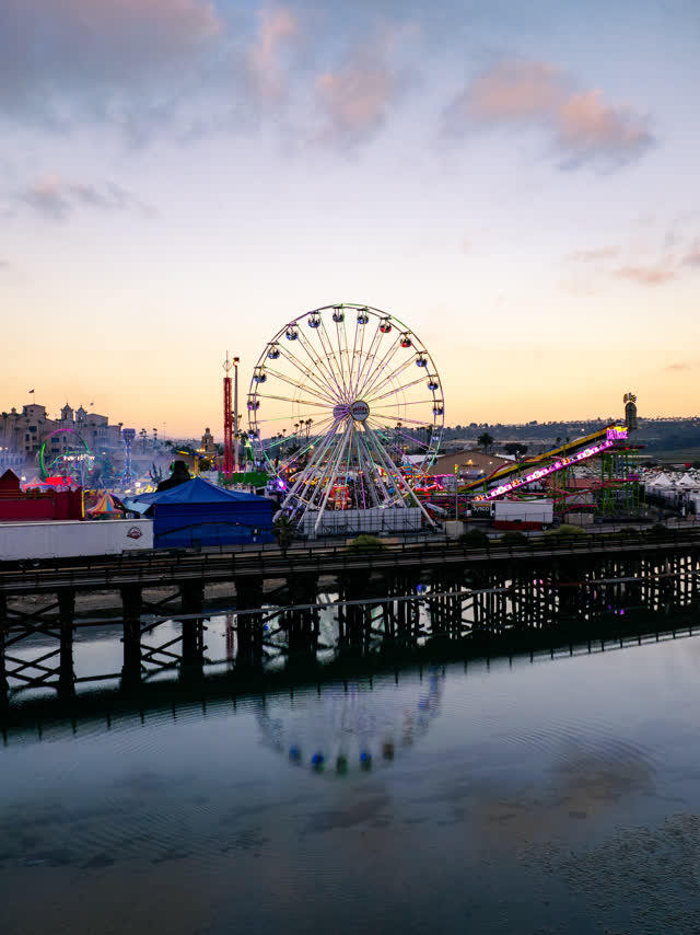 The Del Mar Fair and San Diego County fair on a beautiful evening during twilgiht | Drone Photo – 1