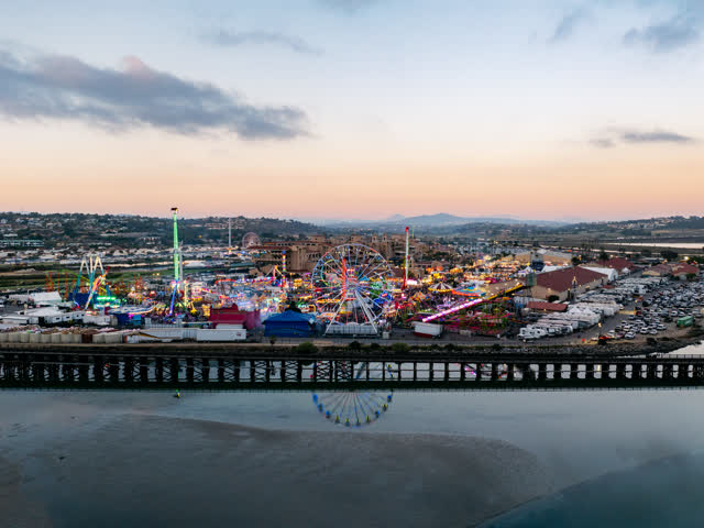The Del Mar Fair and San Diego County fair on a beautiful evening during twilgiht | Drone Photo – 15