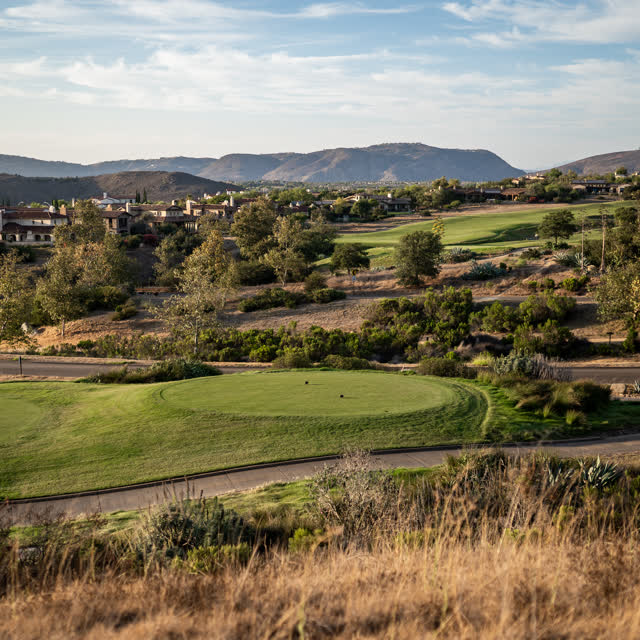 Elevated view of the country inland, homes and the buildings in Santaluz.