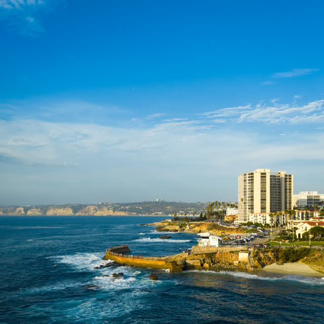 Aerial shot of Children’s Pool during an amazing sunset and twilight in La Jolla | Drone Photo – 13