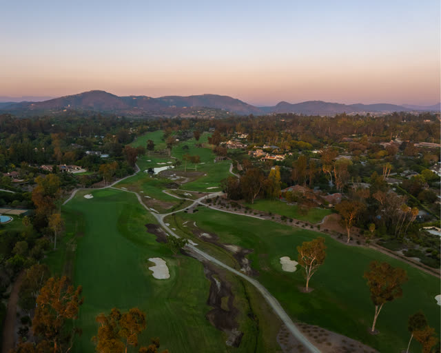 Aerial view of the country inland, homes and open country at Covenant.
