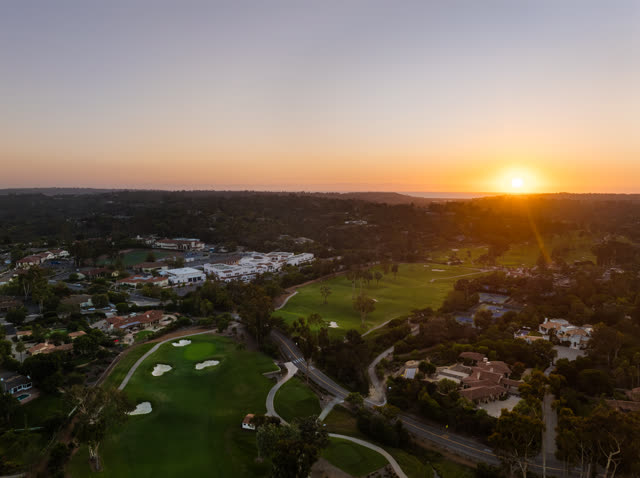 Aerial view of the country inland, homes and the buildings at Covenant.