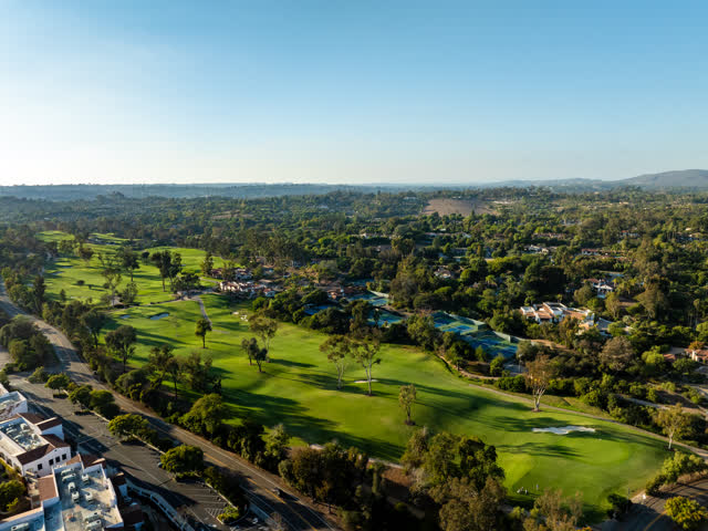 Aerial view of the country inland, homes and open country at Covenant.