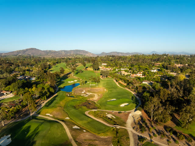 Aerial view of the country inland, homes and open country at Covenant.