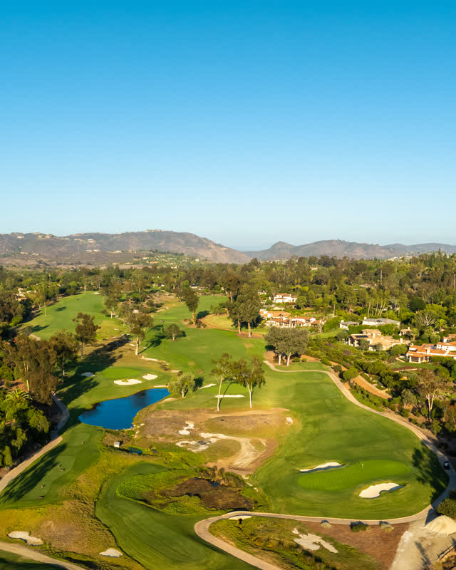 Aerial view of the country inland, homes and open country at Covenant.