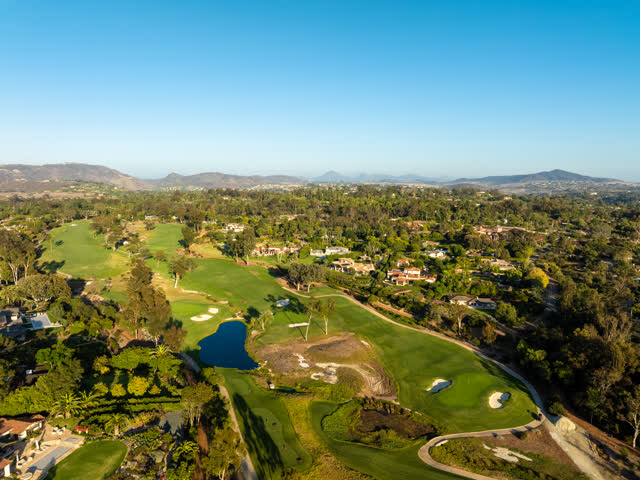 Aerial view of the country inland, homes and open country at Covenant.