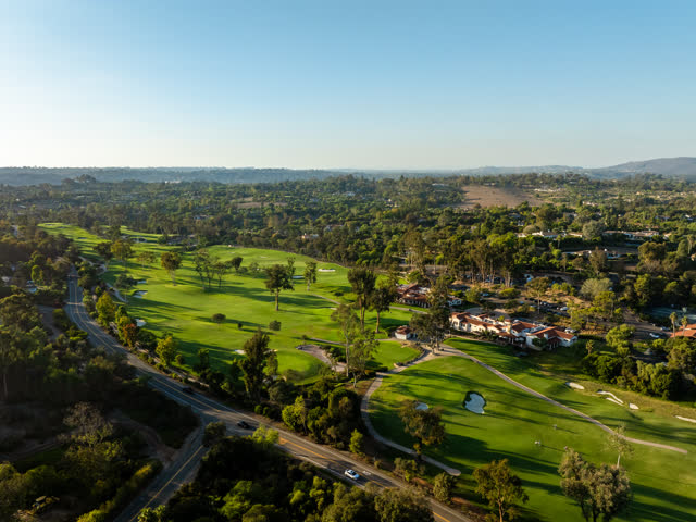 Aerial view of the country inland, homes and traffic at Covenant.