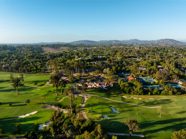 Aerial view of the country inland, homes and the buildings at Covenant.