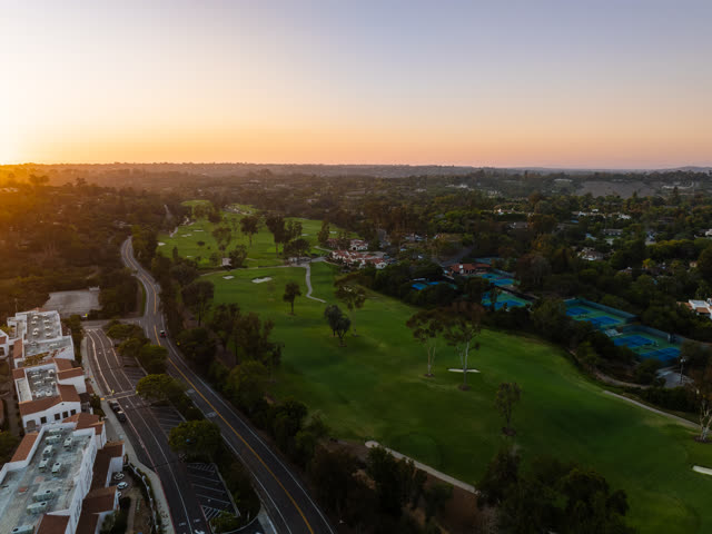 Aerial view of the country inland, homes and traffic at Covenant.