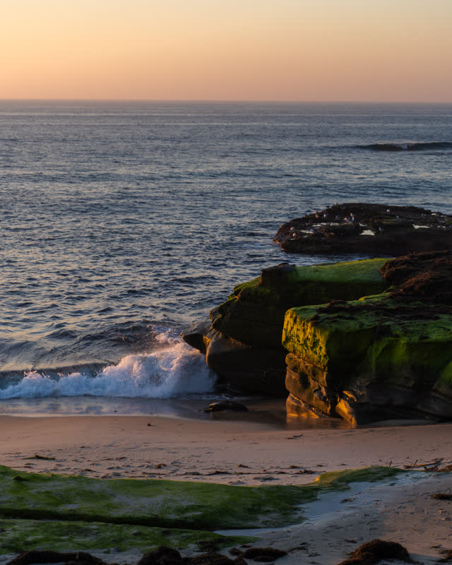 The cliffs, the surf and the ocean at Windansea.