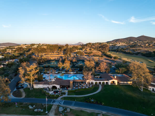 Aerial view of the country inland, homes and the buildings in Santaluz.