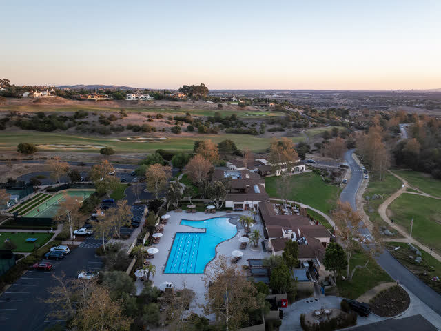 Aerial view of the country inland, homes and the buildings in Santaluz.
