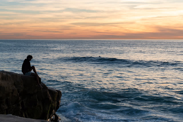 The cliffs, the surf and the ocean at Windansea.