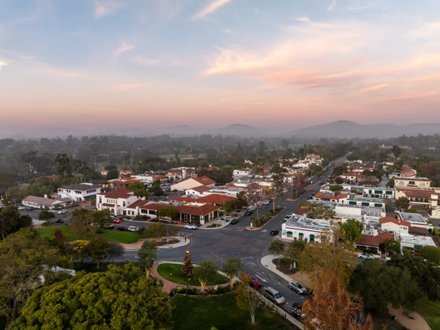 Aerial view of the country inland, homes and the buildings at Covenant.