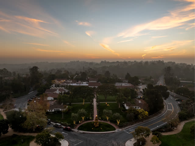 Aerial view of the country inland, homes and the buildings at Covenant.