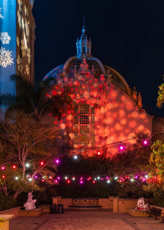 A park, the buildings and open country in Balboa Park.