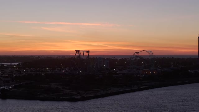 Aerial view of the country inland, the bay and the city in Mission Bay.