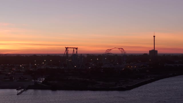 Aerial view of the country inland, the bay and open country in Mission Bay.