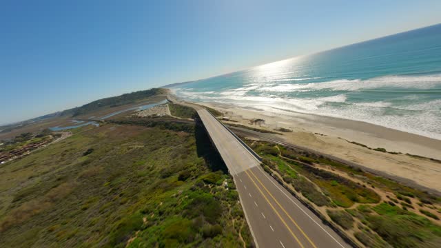 Flying over Torrey Pines State Beach and Los Penasquitos Lagoon between Del Mar and La Jolla | FPV Drone Video – 2