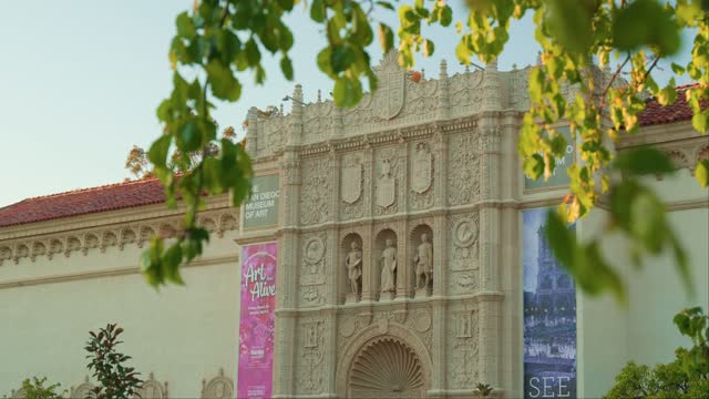 A park, the buildings and open country in Balboa Park.