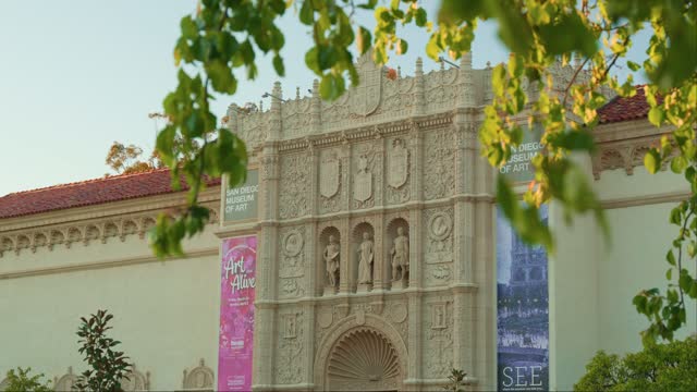 A park, the buildings and open country in Balboa Park.