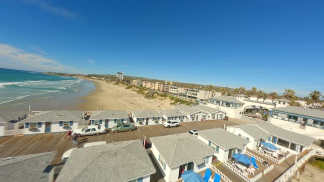 Pacific Beach Palisades Park Law Street Beach and Crystal Pier on a sunny San Diego day | FPV Drone Video – 1