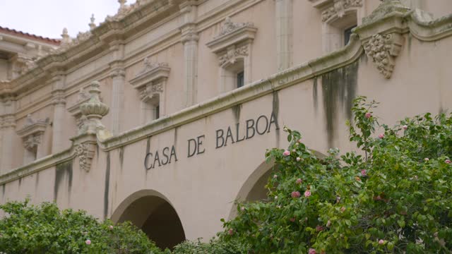 A park, the buildings and open country in Balboa Park.