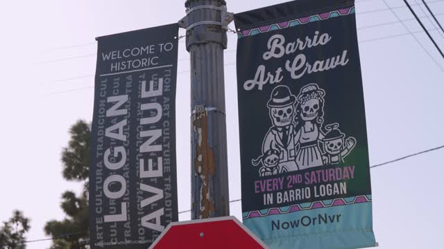 The downtown streets and the buildings in Barrio Logan.