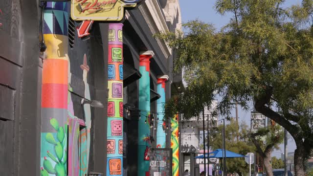 The downtown streets, the buildings and open country in Barrio Logan.
