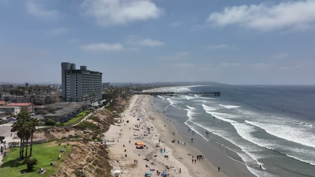 Palisades Park at Law Street Beach in Pacific Beach Coastline | Drone Video – 2
