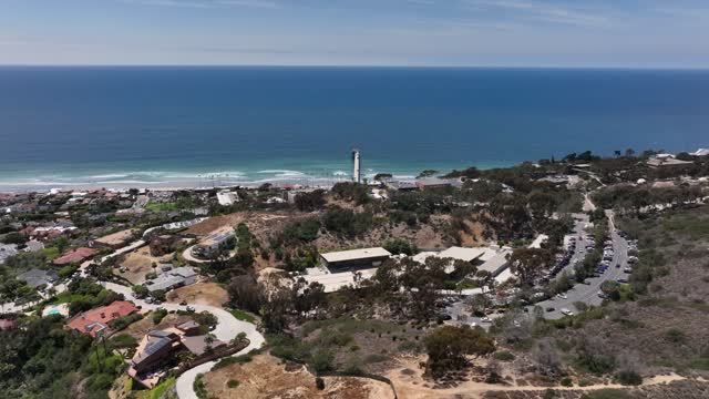 Aerial view of the cliffs, the surf and the ocean at Black’s Beach.