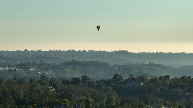 Aerial view of the country inland, homes and open country in Rancho Santa Fe.