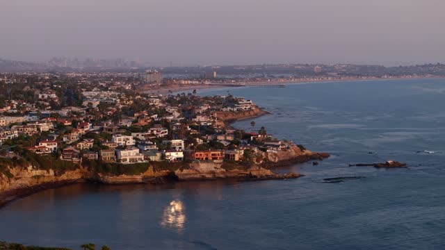 Aerial view of the cliffs, the skyline and the ocean at Beach Barber Tract.