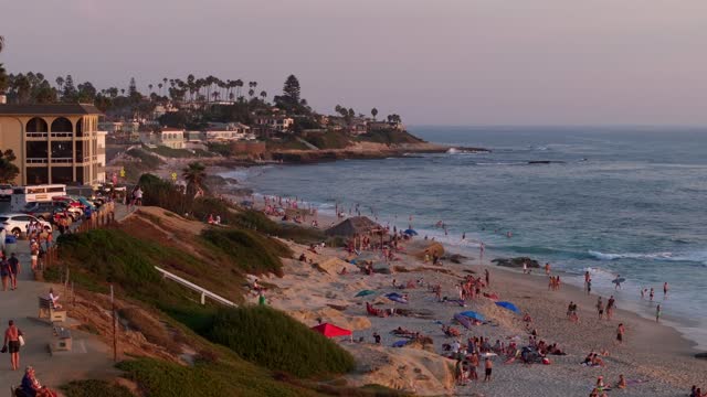 Sunset and Twilight at Windansea Beach at the Beach Barber Tract coastline in La Jolla San Diego | Drone Video – 7