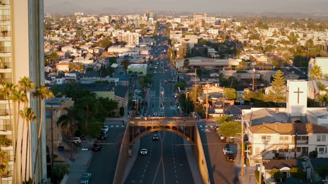 Aerial Drone shot of the Georgia Street Bridge over University Avenue in North Park | Drone Video – 1