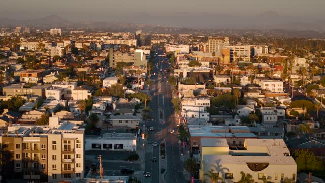 Aerial view of the downtown streets, homes and the buildings in North Park.