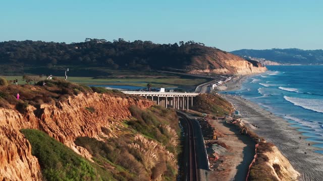 The Del Mar Cliffs Coastline Train Tracks and Beach | Drone Video – 14