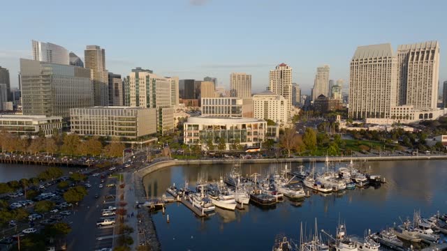 Aerial footage of RaDD Research and Development District on the Downtown San Diego Waterfront and Skyline During Sunset | Drone Video – 3