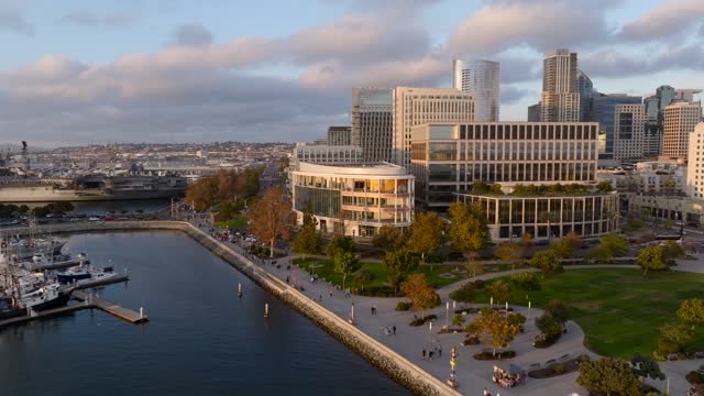 Aerial footage of RaDD Research and Development District on the Downtown San Diego Waterfront During Sunset | Drone Video – 10