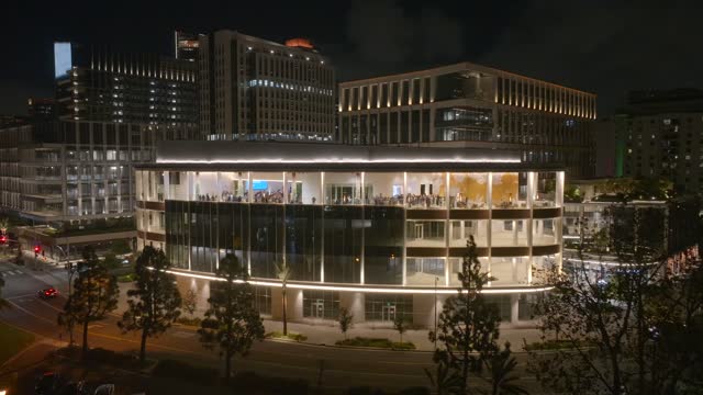 Aerial footage of the RaDD Research and Development District in Downtown San Diego Waterfront and Embarcadero at Night | Drone Video – 2