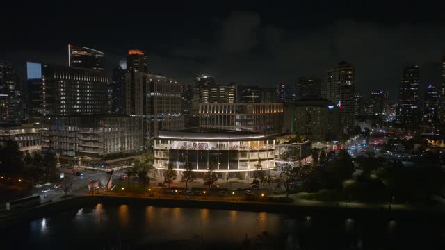 Aerial footage of the RaDD Research and Development District in Downtown San Diego Waterfront and Embarcadero at Night | Drone Video – 4