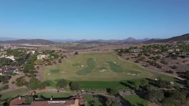 Aerial view of the country inland, homes and the buildings in Santaluz.