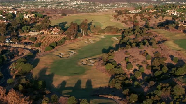 Aerial view of the country inland, homes and the buildings in Santaluz.