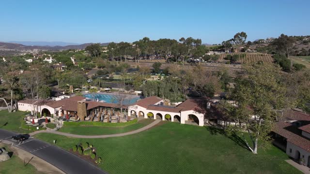 Aerial view of the country inland, homes and the buildings in Santaluz.